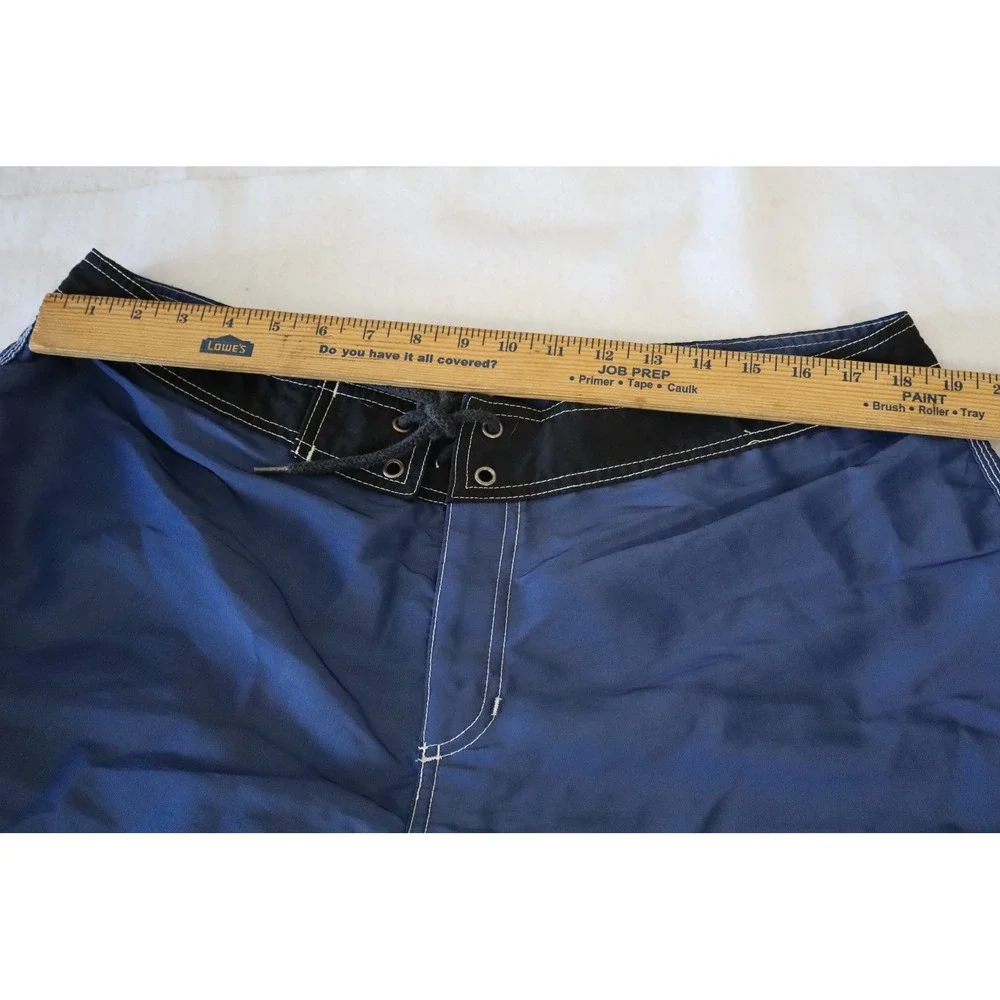 World Jungle‎ Board Vintage Shorts Mens 38 Blue Surf Swim Trunks Made in USA 90s